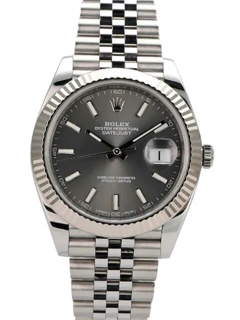 Rolex Datejust 41 Edelstahl Weißgold 126334 Rhodium Jubile-Band
