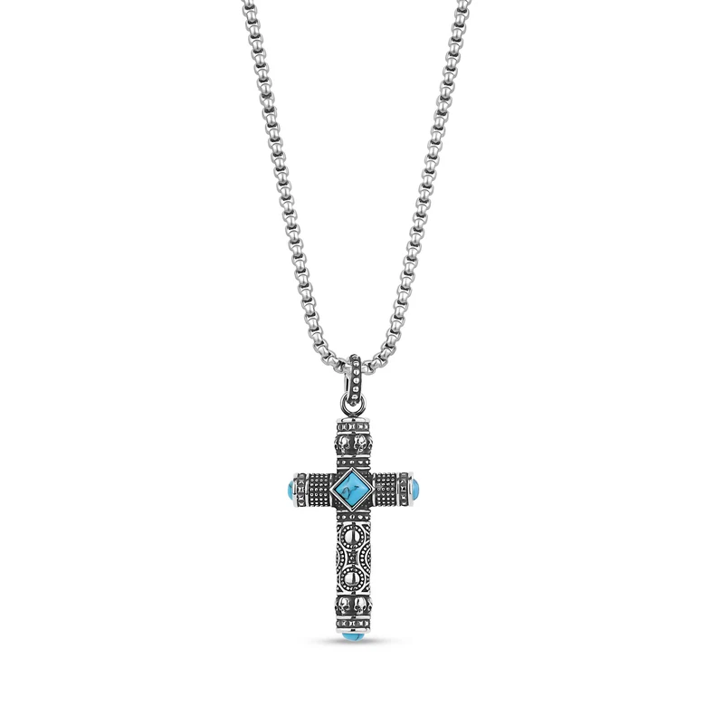 Totenköpfe und Steine Kreuz-Anhänger