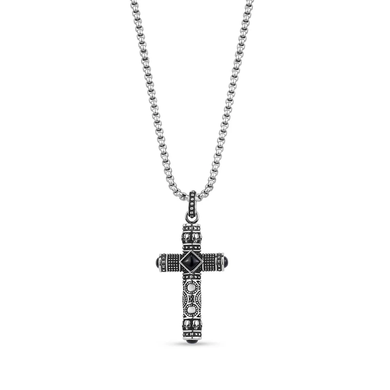 Totenköpfe und Steine Kreuz-Anhänger