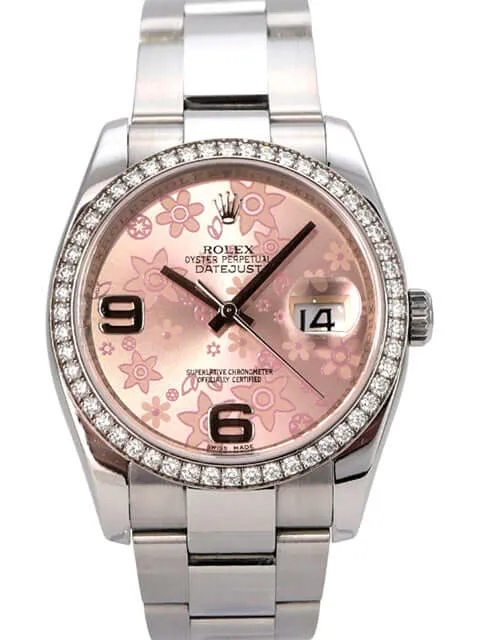 Rolex Datejust 36 Edelstahl Weißgold Diamant Lünette 116244 Pink Floral