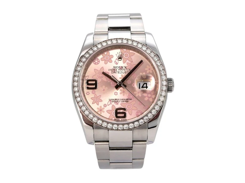 Rolex Datejust 36 Edelstahl Weißgold Diamant Lünette 116244 Pink Floral