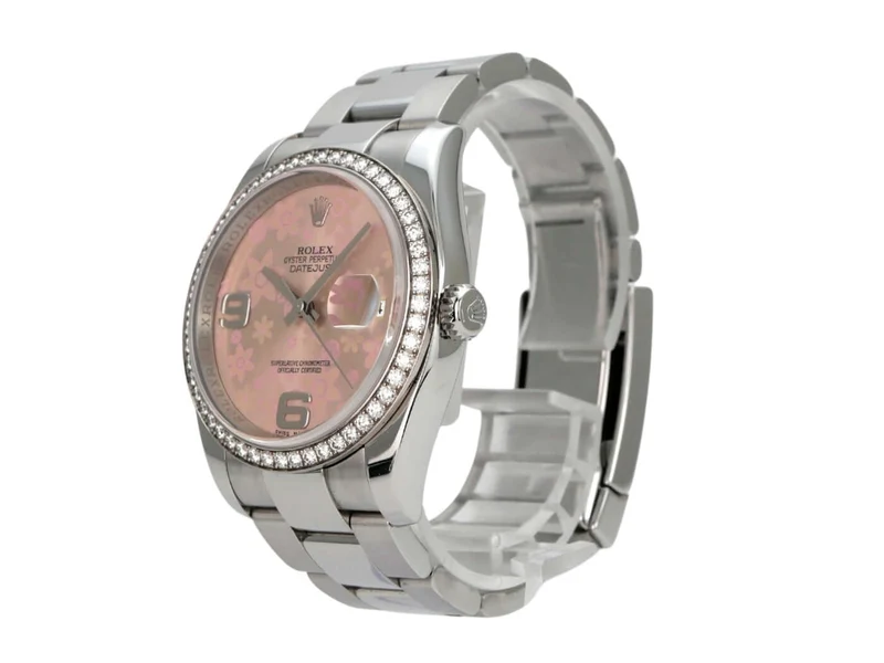 Rolex Datejust 36 Edelstahl Weißgold Diamant Lünette 116244 Pink Floral