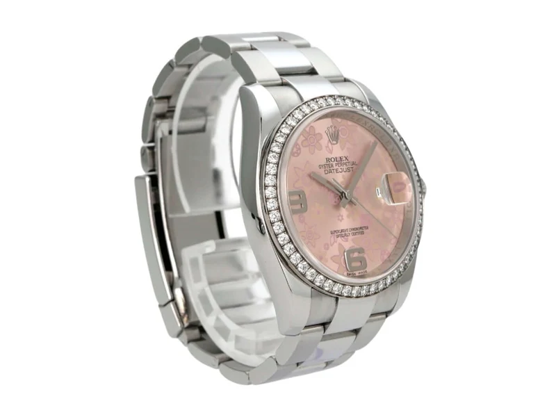 Rolex Datejust 36 Edelstahl Weißgold Diamant Lünette 116244 Pink Floral
