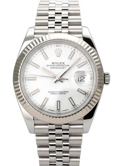 Rolex Datejust 41 Edelstahl Weißgold 126334 Weiß Jubile-Band
