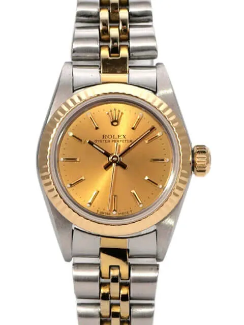 Rolex Oyster Perpetual 26 Edelstahl Gelbgold 67193 Champagner Jubile-Band