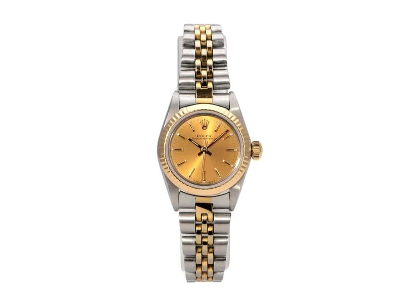 Rolex Oyster Perpetual 26 Edelstahl Gelbgold 67193 Champagner Jubile-Band
