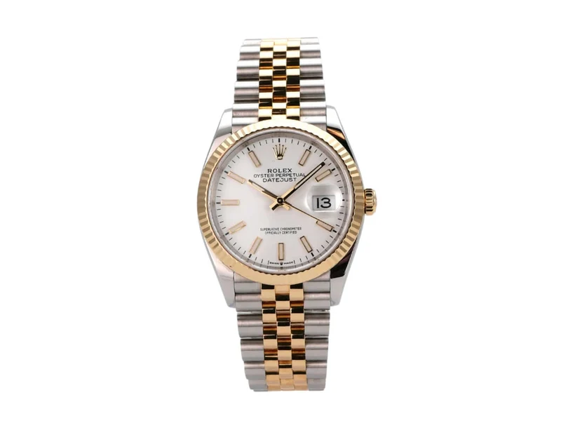 Rolex Datejust 36 Oystersteel Gelbgold 126233 Weiß Jubile-Band