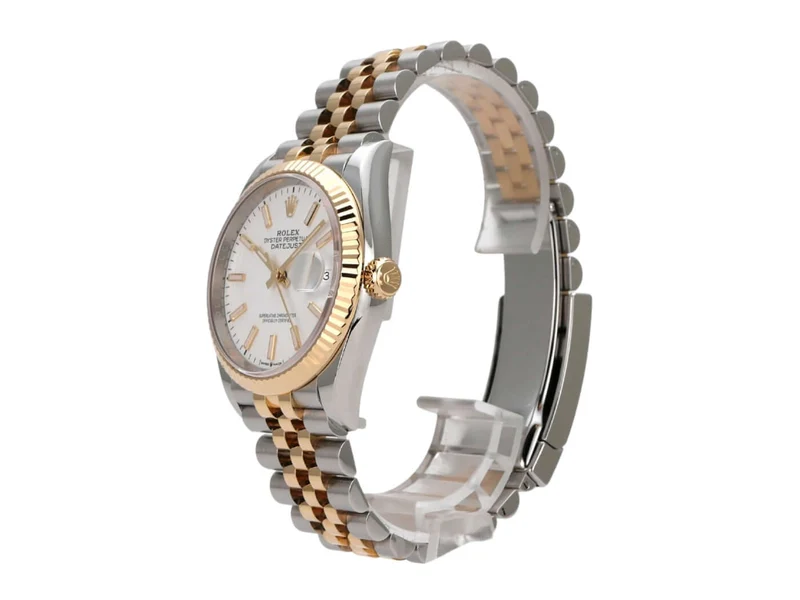 Rolex Datejust 36 Oystersteel Gelbgold 126233 Weiß Jubile-Band