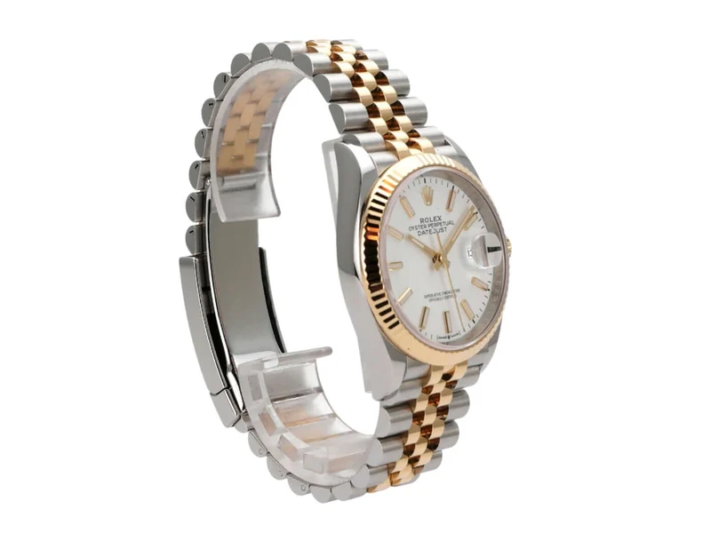 Rolex Datejust 36 Oystersteel Gelbgold 126233 Weiß Jubile-Band