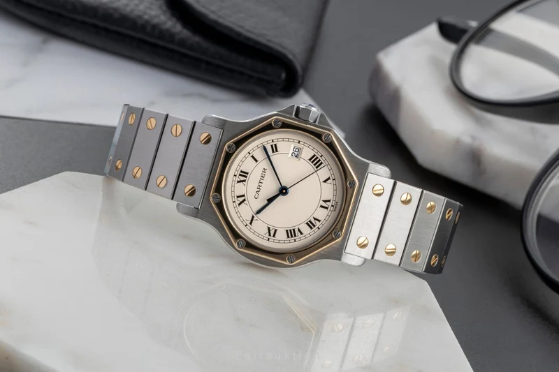 Cartier Santos Ronde steel / gold quartz men's watch 187902 [2602773]
