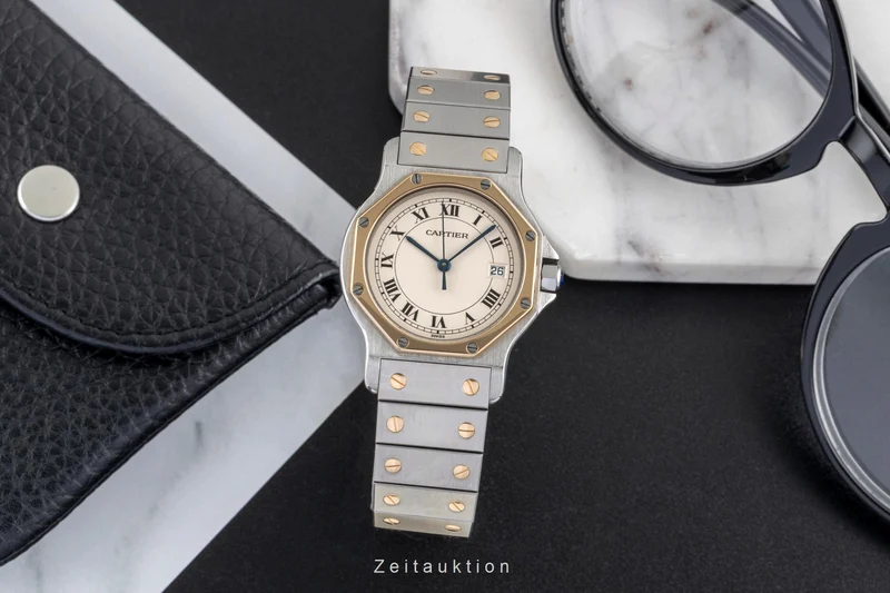 Cartier Santos Ronde steel / gold quartz men's watch 187902 [2602773]