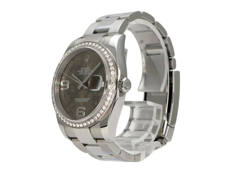 Rolex Datejust 36 Edelstahl Weißgold Diamant Lünette 116244 Bronze Floral