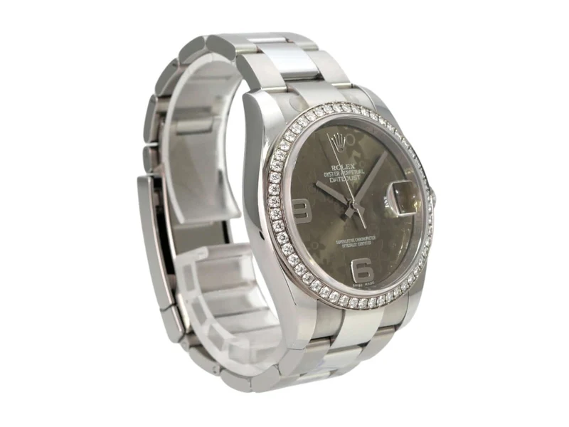 Rolex Datejust 36 Edelstahl Weißgold Diamant Lünette 116244 Bronze Floral