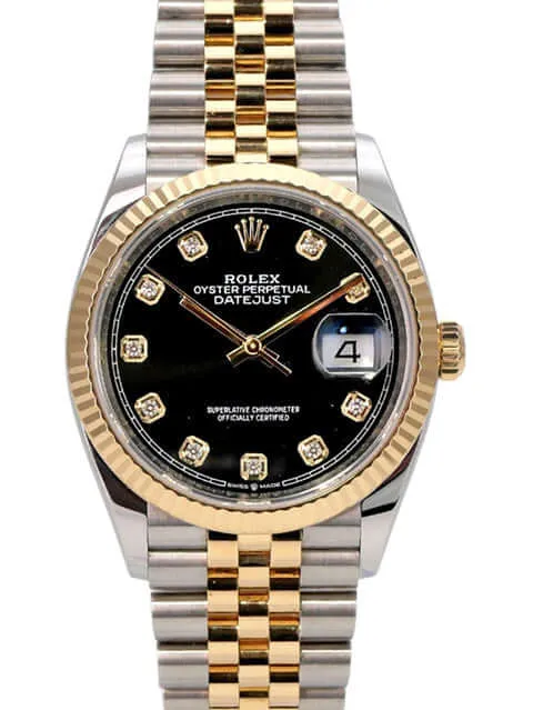 Rolex Datejust 36 126233 Schwarz Diamant Jubile-Band