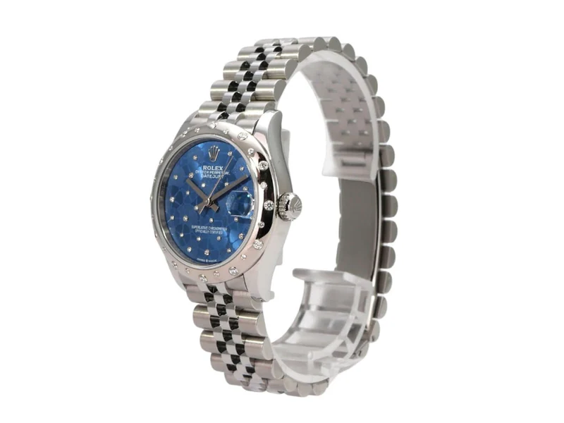 Rolex Datejust 31 Edelstahl Weißgold Diamant 278344RBR Blau Floral Jubile-Band