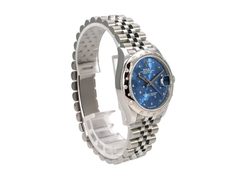Rolex Datejust 31 Edelstahl Weißgold Diamant 278344RBR Blau Floral Jubile-Band