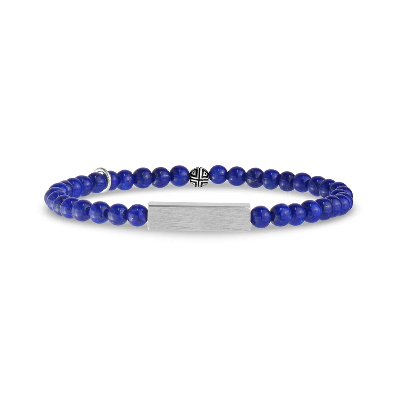 Rechteckiges Lapislazuli-Perlenarmband | 4 mm