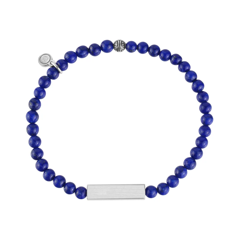 Rechteckiges Lapislazuli-Perlenarmband | 4 mm