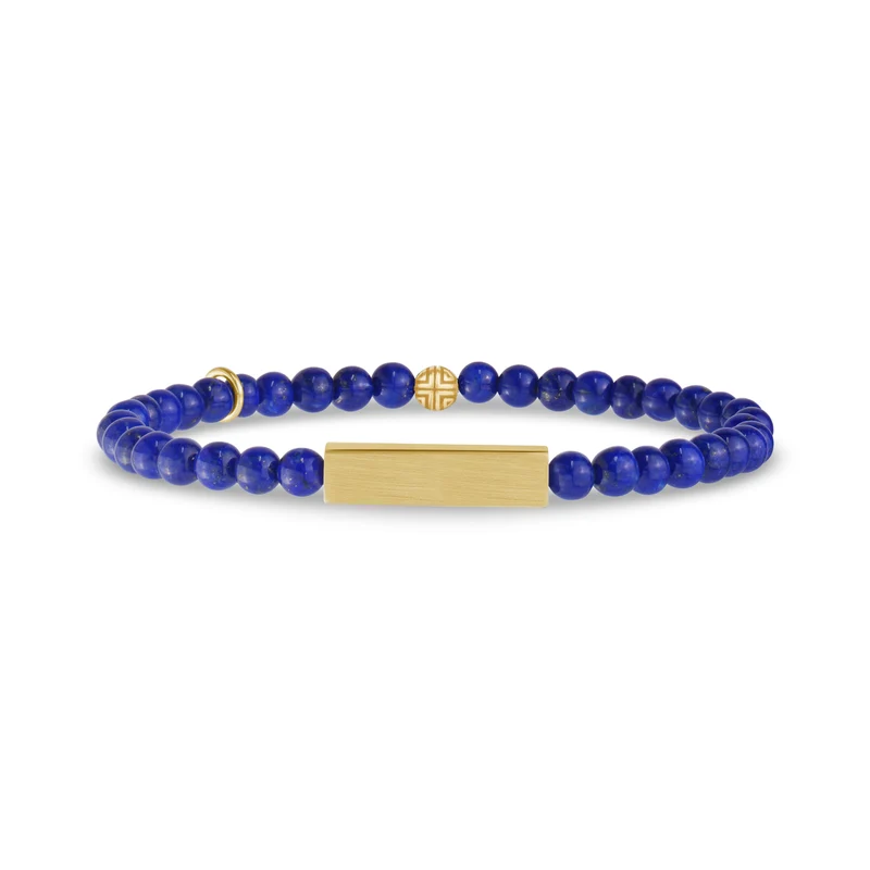 Rechteckiges Lapislazuli-Perlenarmband | 4 mm