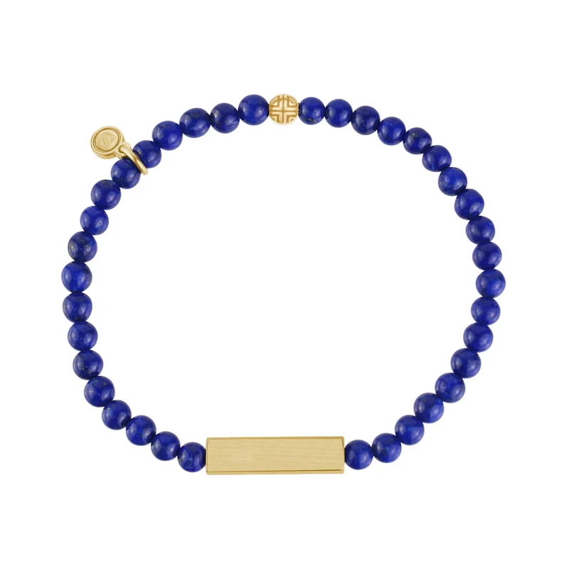 Rechteckiges Lapislazuli-Perlenarmband | 4 mm