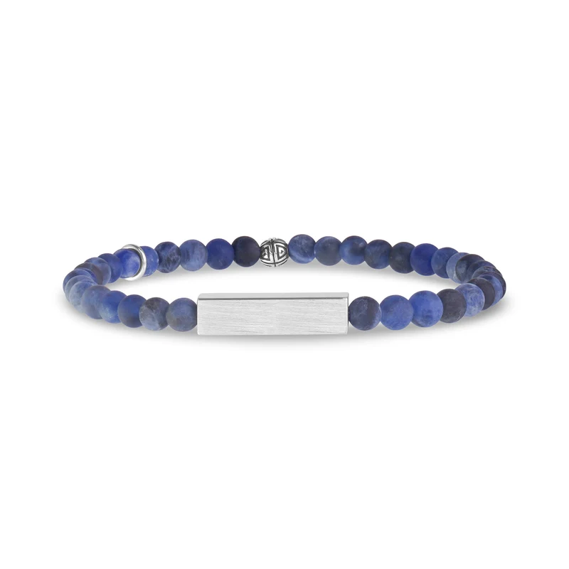 Rechteckiges Armband mit matten Sodalith-Perlen | 4 mm