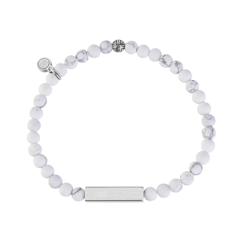 Rechteckiges mattweißes Perlenarmband | 4 mm