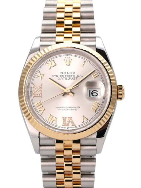 Rolex Datejust 36 Edelstahl Gold 126233 Silber R Diamant Jubile-Band