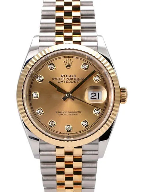Rolex Datejust 36 126233 Champagner Diamant Jubile-Band