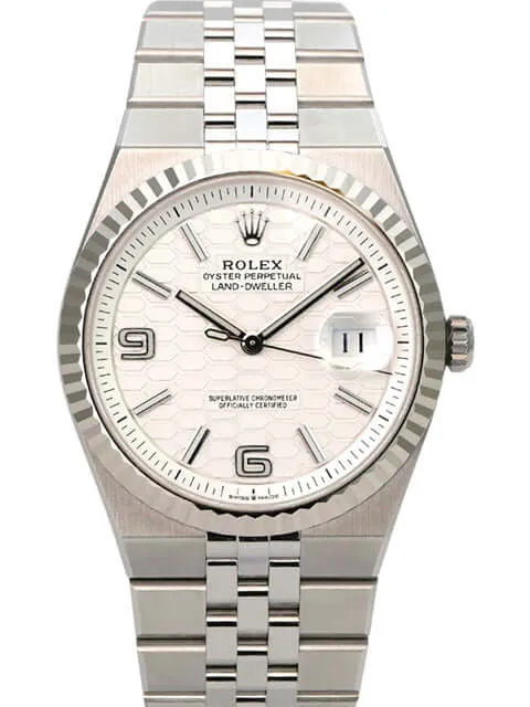 Rolex Land-Dweller 40 Oystersteel Weißgold 127334 Tiefweiß Wabe Flat Jubile-Band