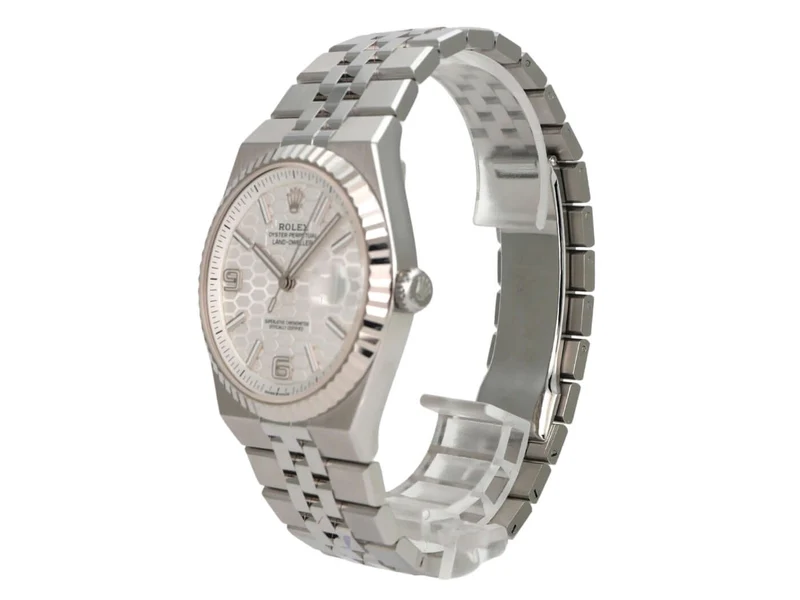 Rolex Land-Dweller 40 Oystersteel Weißgold 127334 Tiefweiß Wabe Flat Jubile-Band