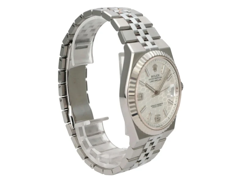 Rolex Land-Dweller 40 Oystersteel Weißgold 127334 Tiefweiß Wabe Flat Jubile-Band