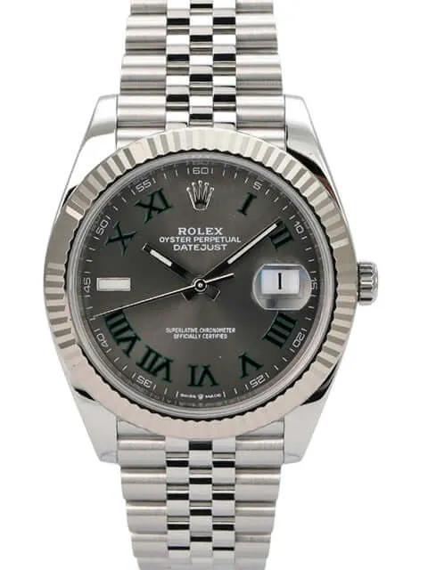 Rolex Datejust 41 Edelstahl Weißgold 126334 Rhodium Römisch Jubile-Band