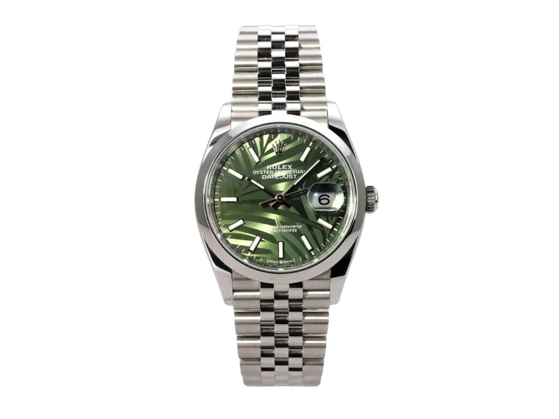 Rolex Datejust 36 Oystersteel 126200 Olivgrün Palmenmuster Jubile-Band