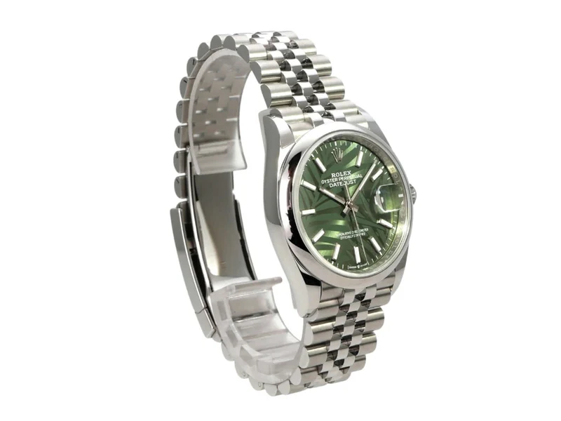 Rolex Datejust 36 Oystersteel 126200 Olivgrün Palmenmuster Jubile-Band