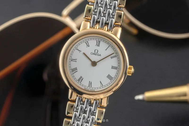 Omega De Ville gilt / steel quartz women's watch 795.0897.2 Vintage [2604801]