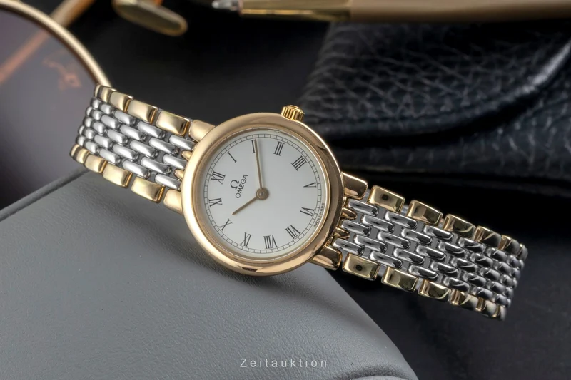 Omega De Ville gilt / steel quartz women's watch 795.0897.2 Vintage [2604801]