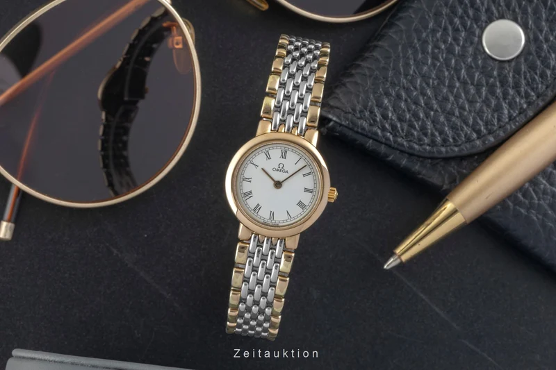 Omega De Ville gilt / steel quartz women's watch 795.0897.2 Vintage [2604801]