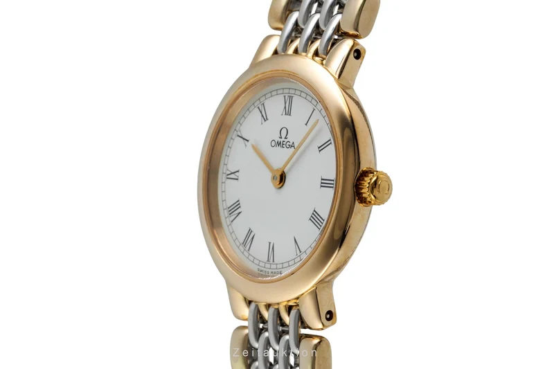 Omega De Ville gilt / steel quartz women's watch 795.0897.2 Vintage [2604801]