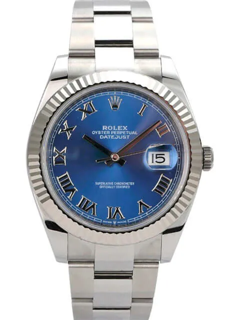 Rolex Datejust 41 Edelstahl Weißgold 126334 Blau Römisch