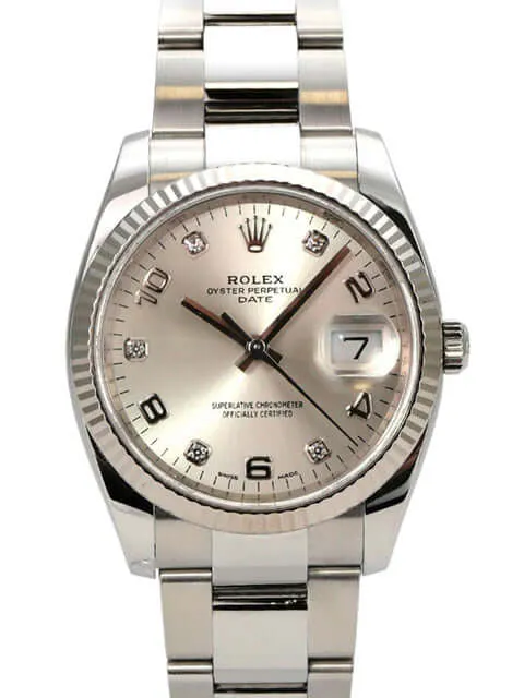 Rolex 115234 Oyster Perpetual Date 34 Silber Diamant