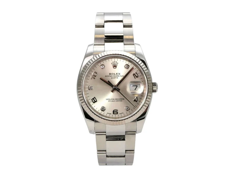 Rolex 115234 Oyster Perpetual Date 34 Silber Diamant