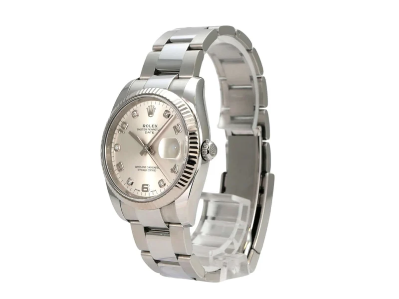 Rolex 115234 Oyster Perpetual Date 34 Silber Diamant