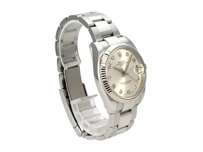 Rolex 115234 Oyster Perpetual Date 34 Silber Diamant