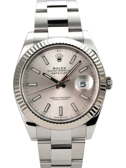 Rolex Datejust 41 Edelstahl Weißgold 126334 Silber