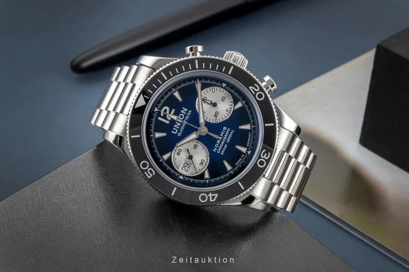Union Glashütte Noramis chronograph steel automatic men's watch D012.927.11.047.00 LP: 3750EUR [2605045]