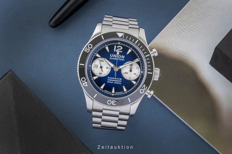 Union Glashütte Noramis chronograph steel automatic men's watch D012.927.11.047.00 LP: 3750EUR [2605045]