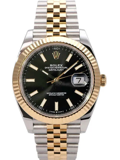 Rolex Datejust 41 Edelstahl Gelbgold 126333 Schwarz Jubile-Band