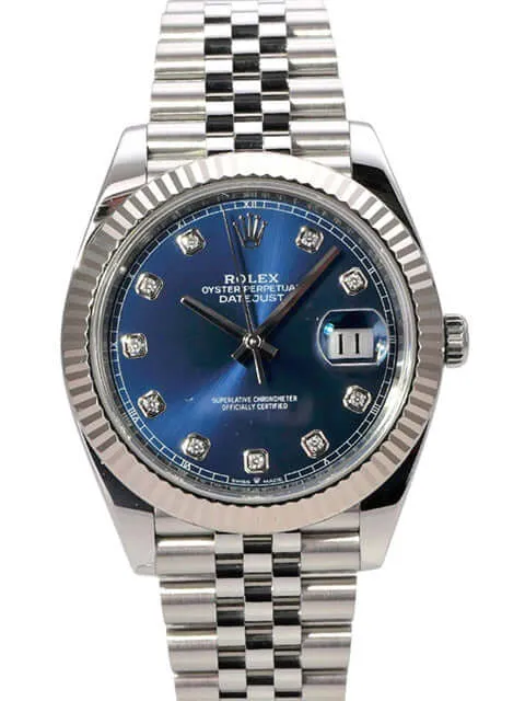 Rolex Datejust 41 Edelstahl Weißgold 126334 Blau Dia Jubile-Band