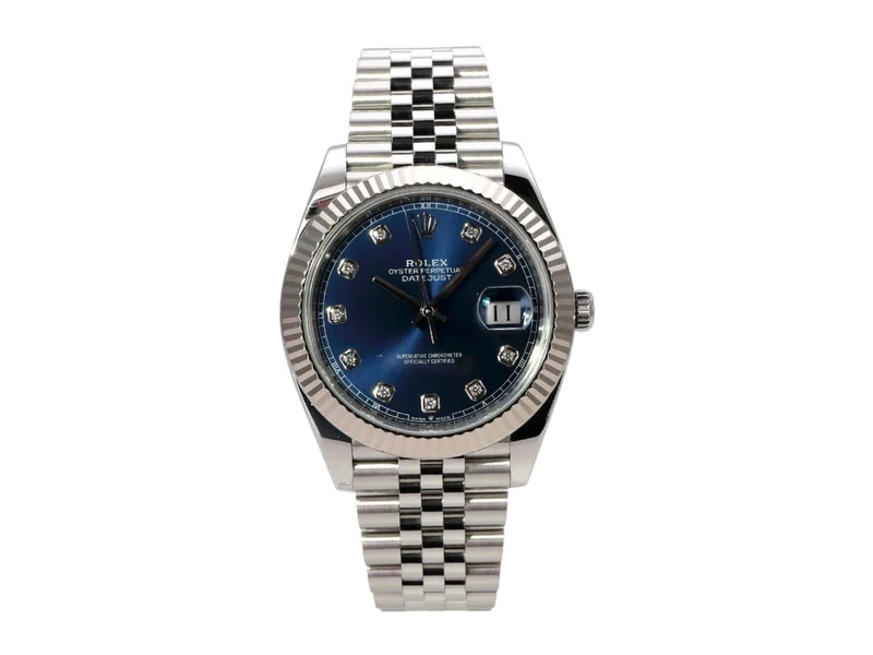 Rolex Datejust 41 Edelstahl Weißgold 126334 Blau Dia Jubile-Band