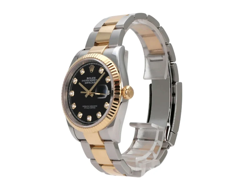 Rolex Datejust 36 Oystersteel Gelbgold 126233 Schwarz Diamant